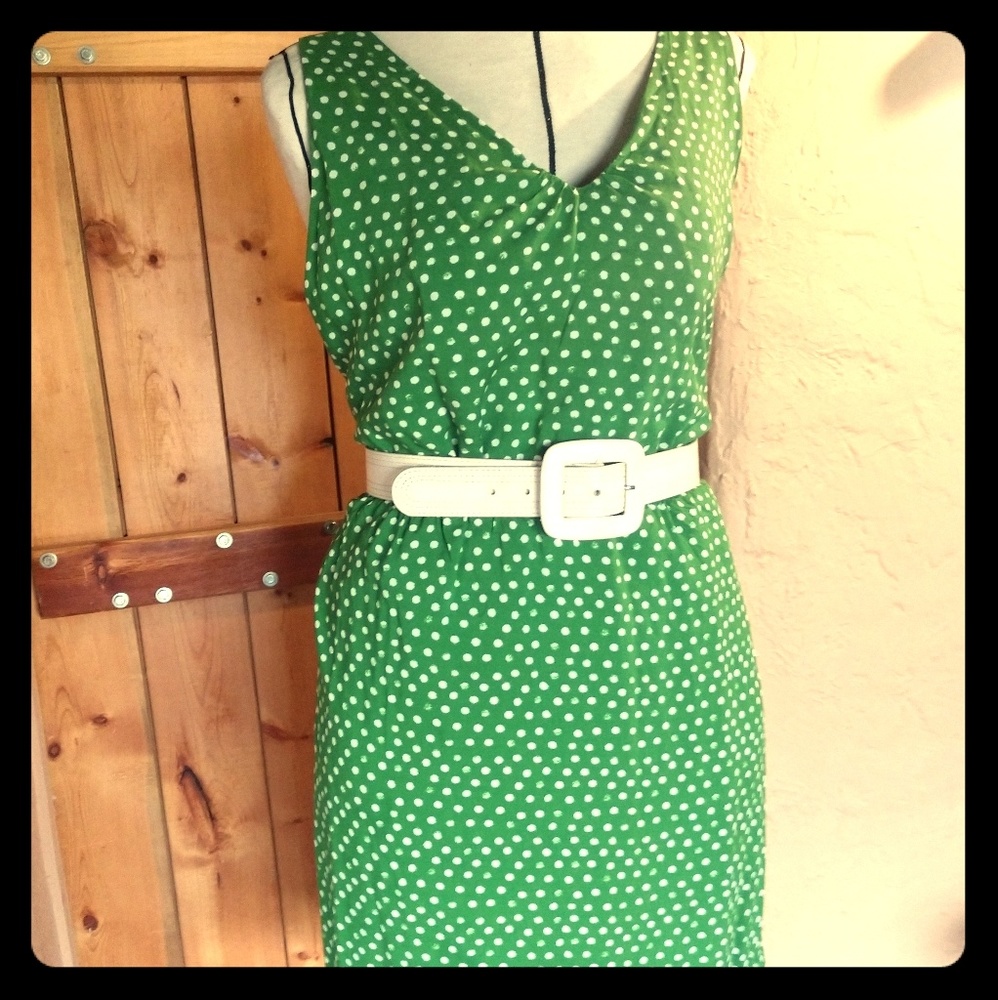 Green & White Polka Dot Dress